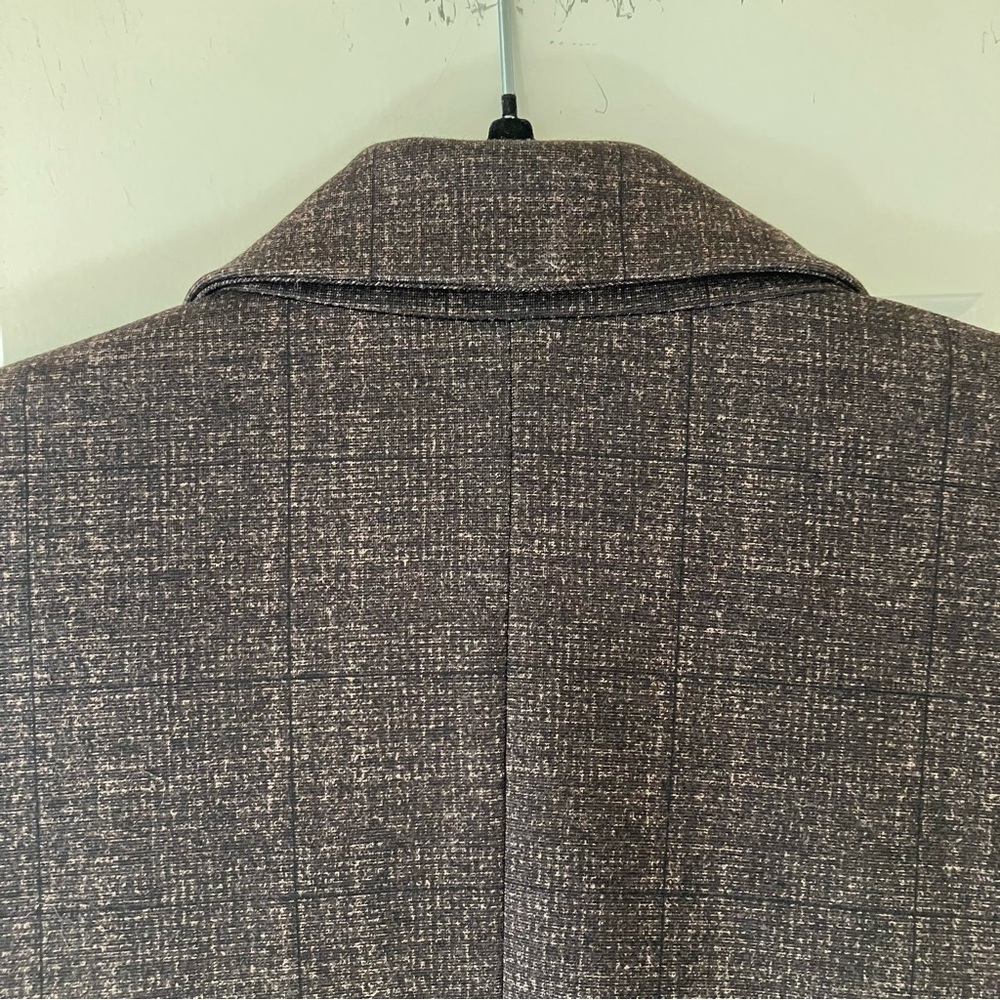 Nanette Lepore Plaid Window Pane Ponte Single-Button Lined Blazer in Brown (10) - Picture 10 of 12